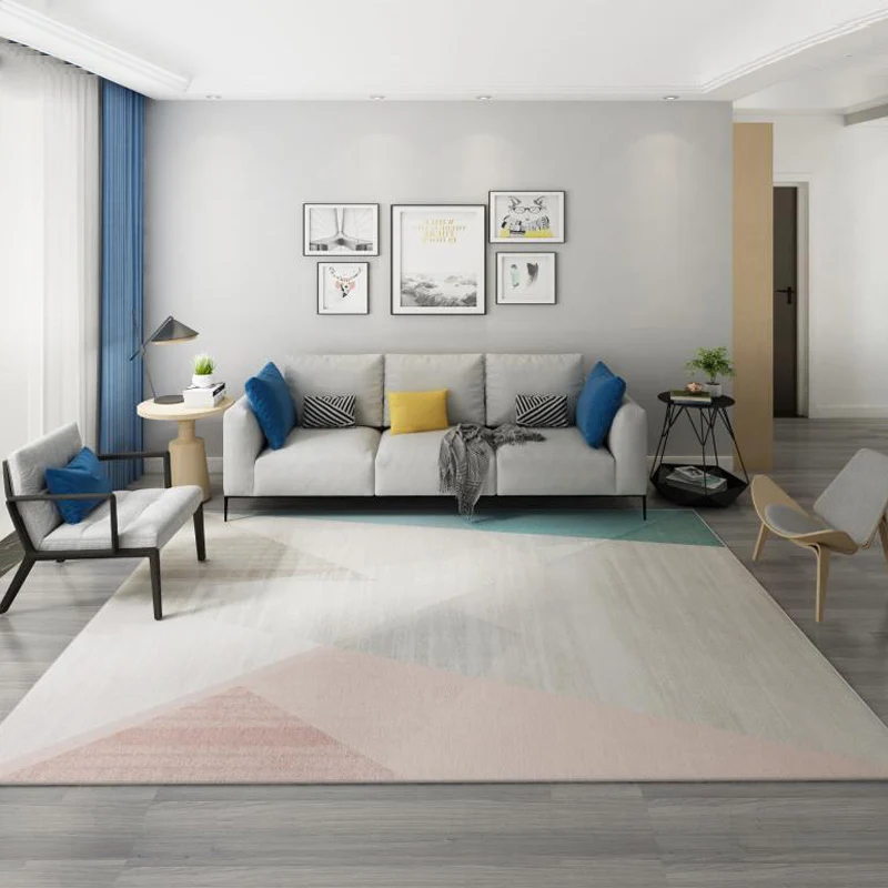 Casual Living Room Rug Multi Color Geometric Indoor Rug Polyster Non-Slip Backing Licht Care Area Carpet Perzisch Design Pink