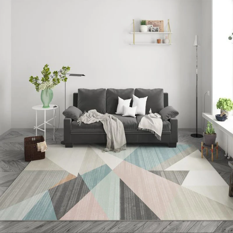 Casual Living Room Rug Multi Color Geometric Indoor Rug Polyster Non-Slip Backing Licht Care Area Carpet Perzisch Design Pink