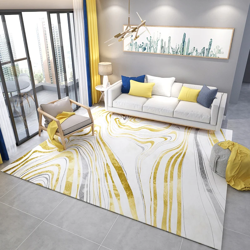 Casual Multi Color Afbeelding Rug Polyster Modern Area Carpet Non-Slip Backing Washable Rug Bedroom Beige