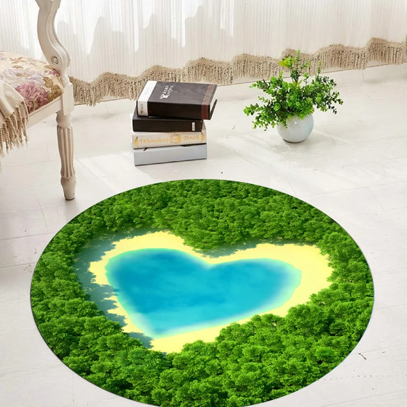 Comfort 3D Plant Pattern Rug Multi-Colored Polypropylene Area Carpet Simpel Care Machine Washable Rug Room Green