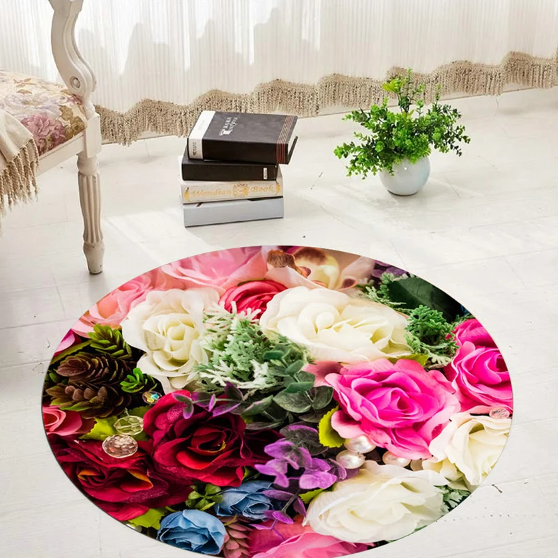 Comfort 3D Plant Pattern Rug Multi-Colored Polypropylene Area Carpet Simpel Care Machine Washable Rug Room Green
