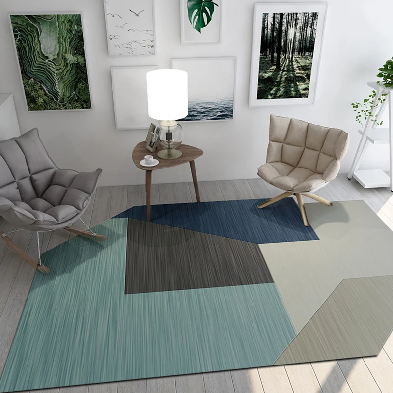Dark Bedroom Rug Contemporain Color Blocking Geometric Carpet Synthetics Anti-Slip Backing Indoor Rug Light