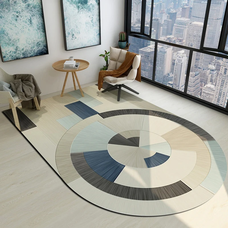 Dark Bedroom Rug Contemporain Color Blocking Geometric Carpet Synthetics Anti-Slip Backing Indoor Rug Light