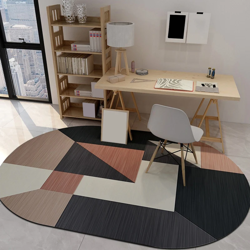 Dark Bedroom Rug Contemporain Color Blocking Geometric Carpet Synthetics Anti-Slip Backing Indoor Rug Light