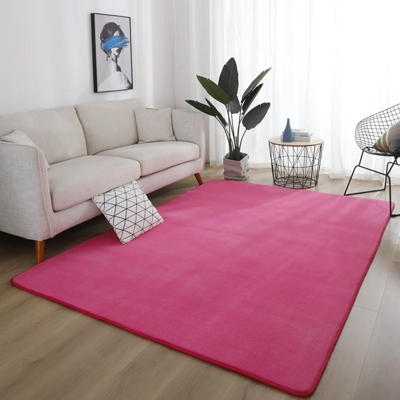 Dikke Simple Living Room Rug Multi-Color Solid Color Carpet Cotton Anti-Slip Backing Handig Care Indoor Rug Purple