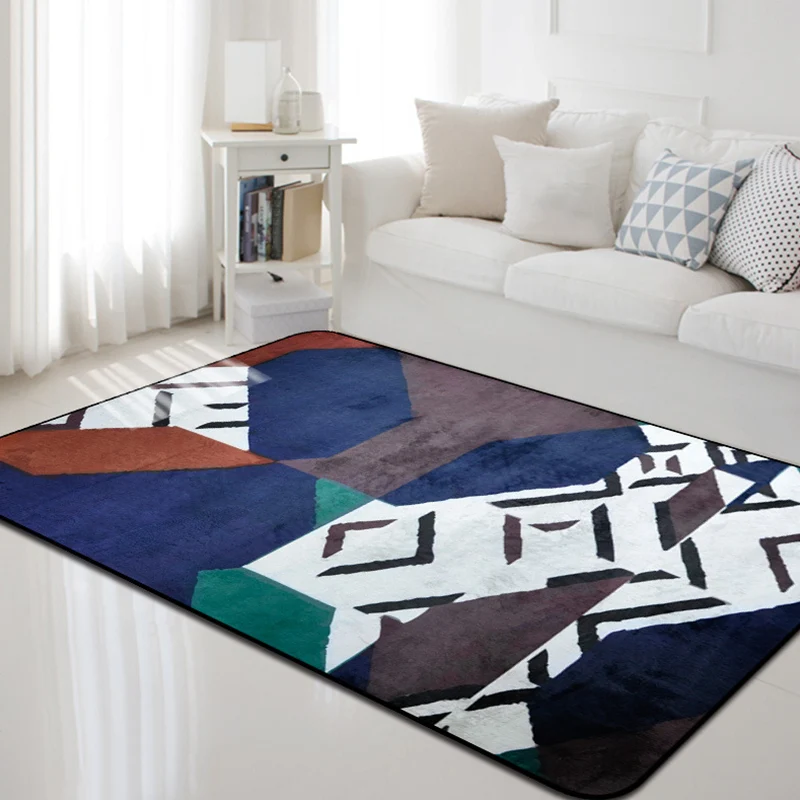Eigentijds Geometric Pattern Rug Multicolor Polyerster Rug Washable Non-Slip Carpet Living Room Red