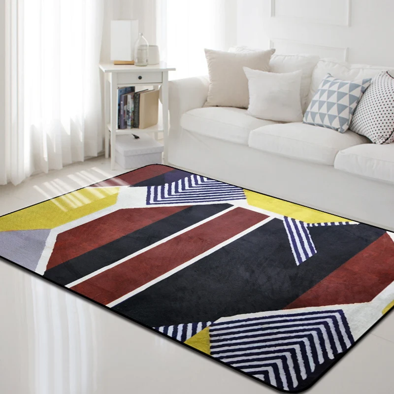 Eigentijds Geometric Pattern Rug Multicolor Polyerster Rug Washable Non-Slip Carpet Living Room Red