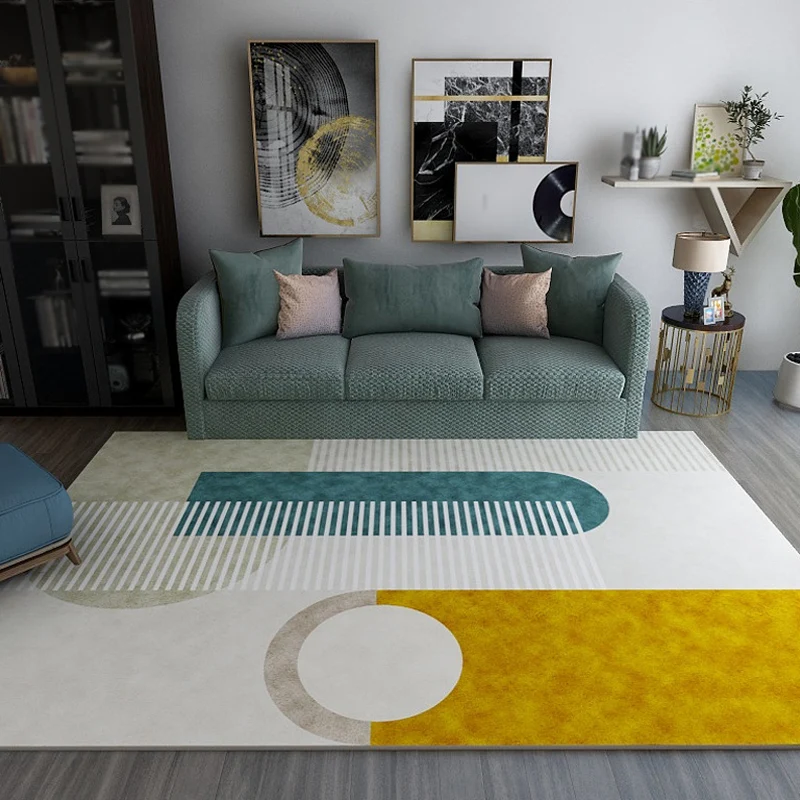Gekleurde Living Room Rug Minimalist Geometric and Striped Pattern Rug Polyester Washable Anti-Slip Backing Pet Friendly C...