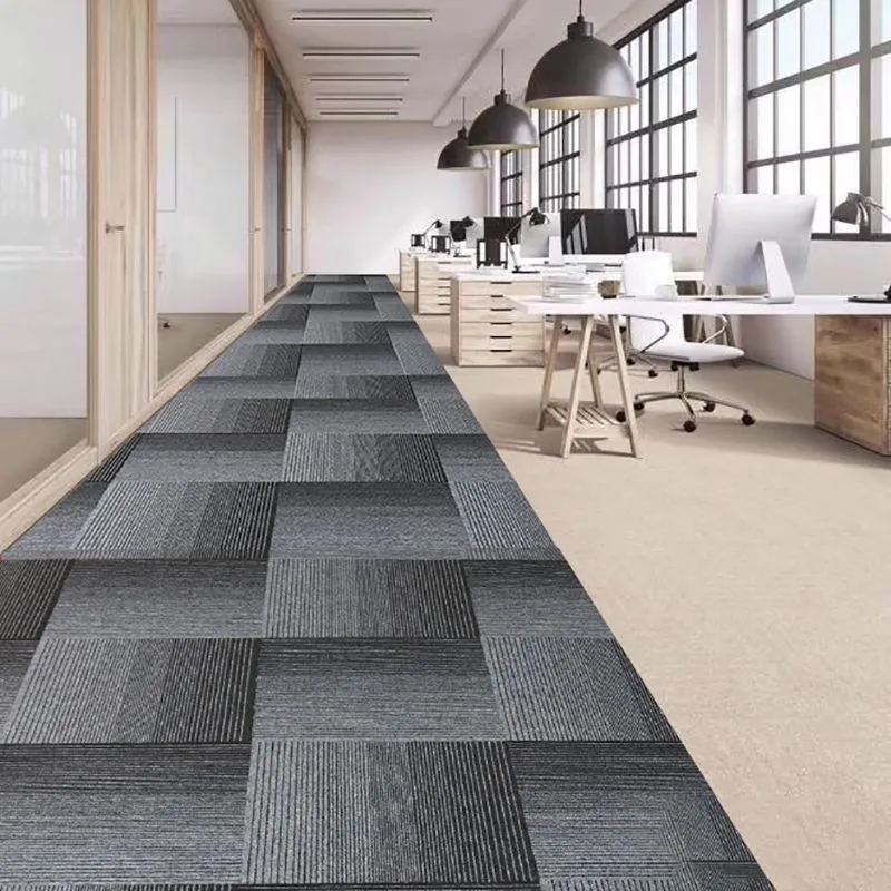 Indoor Carpet Floor Tile Level Loop Non-Skid Fire Resistant Living Room Beige | Grijs Dark