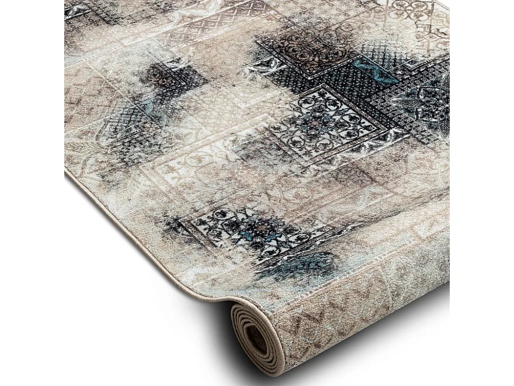 Loper antislip PATCHWORK vintage, gom lichtbruin 80 cm 80x380 cm Vloerverwarmingsbestendig