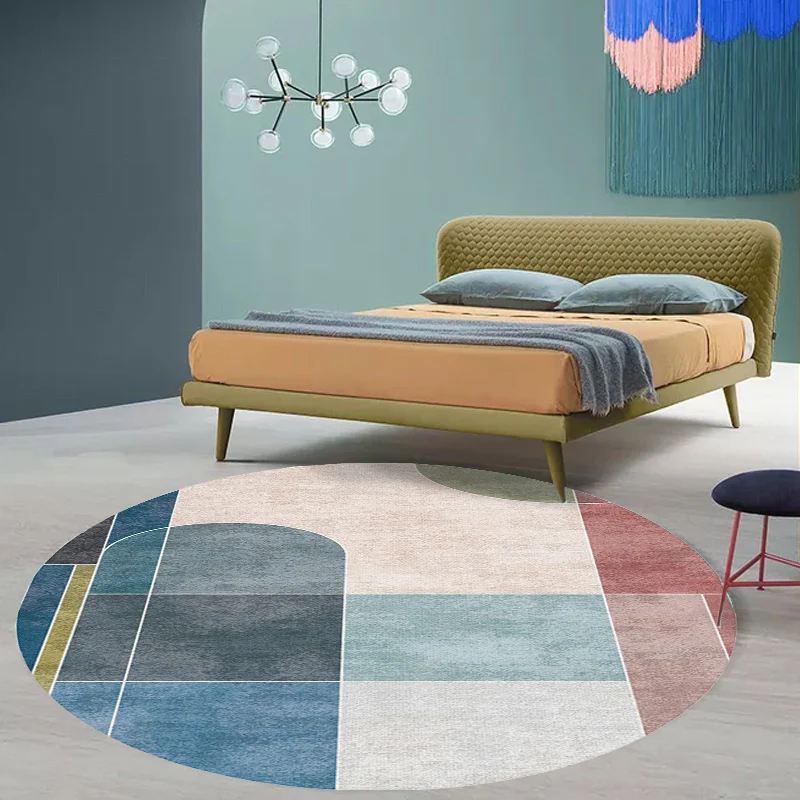 Meerkleurig Colorblock Geometric Pattern Rug Polyester Modern Rug Washable Anti-Slip Pet Friendly Area Rug Living Room Dark