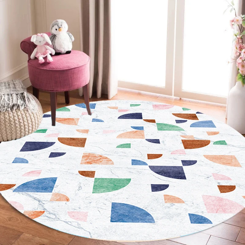 Meerkleurig Colorblock Geometric Pattern Rug Polyester Modern Rug Washable Anti-Slip Pet Friendly Area Rug Living Room Dark