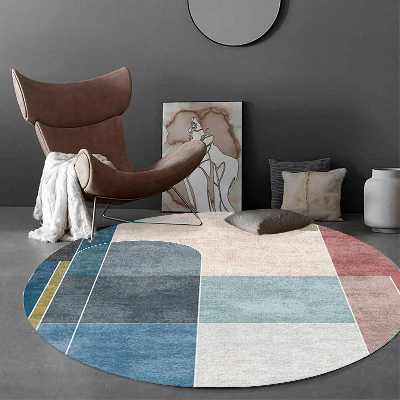 Meerkleurig Colorblock Geometric Pattern Rug Polyester Modern Rug Washable Anti-Slip Pet Friendly Area Rug Living Room Dark