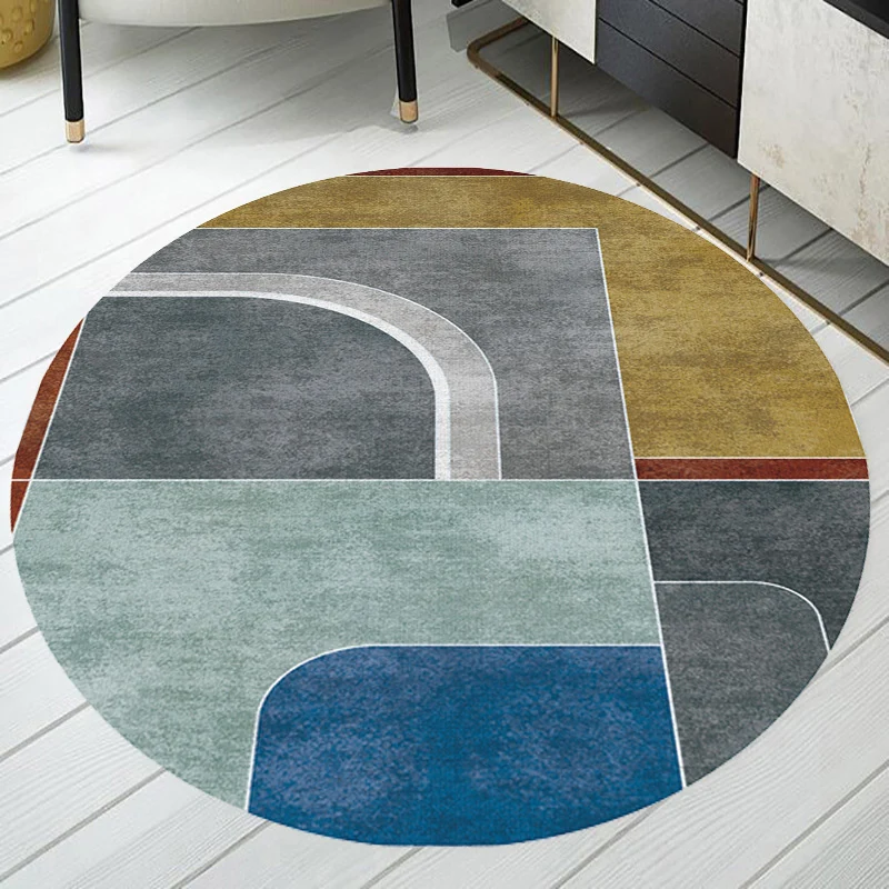 Meerkleurig Colorblock Geometric Pattern Rug Polyester Modern Rug Washable Anti-Slip Pet Friendly Area Rug Living Room Dark