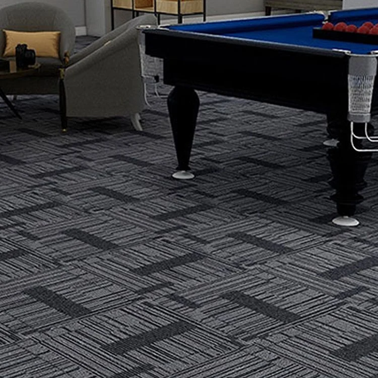Modern Carpet Tiles Multi- Level Loop Glue Down Non-Skid Carpet Tile Foyer Gray