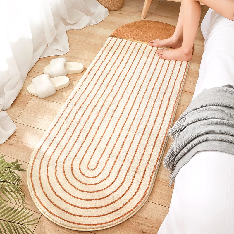 Multi-Color Bedroom Rug Comfort Geometric Print Indoor Rug Polypropylene Anti-Slip Backing Licht Care Carpet Beige