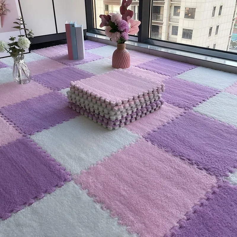 Multi-Color Level Loop Carpet Tile Non-Skid Interlocking Bedroom Carpet Tiles Machinewasbaar Pink