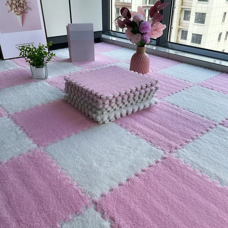 Multi-Color Level Loop Carpet Tile Non-Skid Interlocking Bedroom Carpet Tiles Machinewasbaar Pink