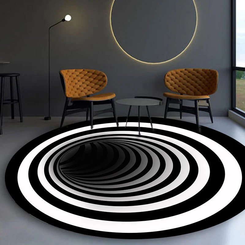 Multicolored Scandinavian Rug Polypropylene 3D Print Area Carpet Anti-Slip Backing Machine Washable Indoor Rug Bedroom voo...