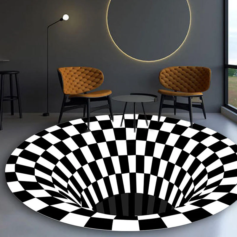 Multicolored Scandinavian Rug Polypropylene 3D Print Area Carpet Anti-Slip Backing Machine Washable Indoor Rug Bedroom voo...