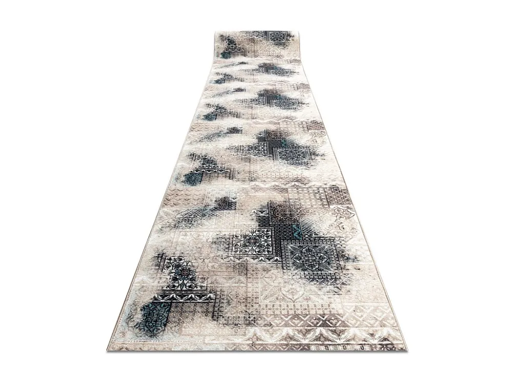 Premium Loper antislip PATCHWORK antiekstijl, gom beige 100 cm 100x300 cm