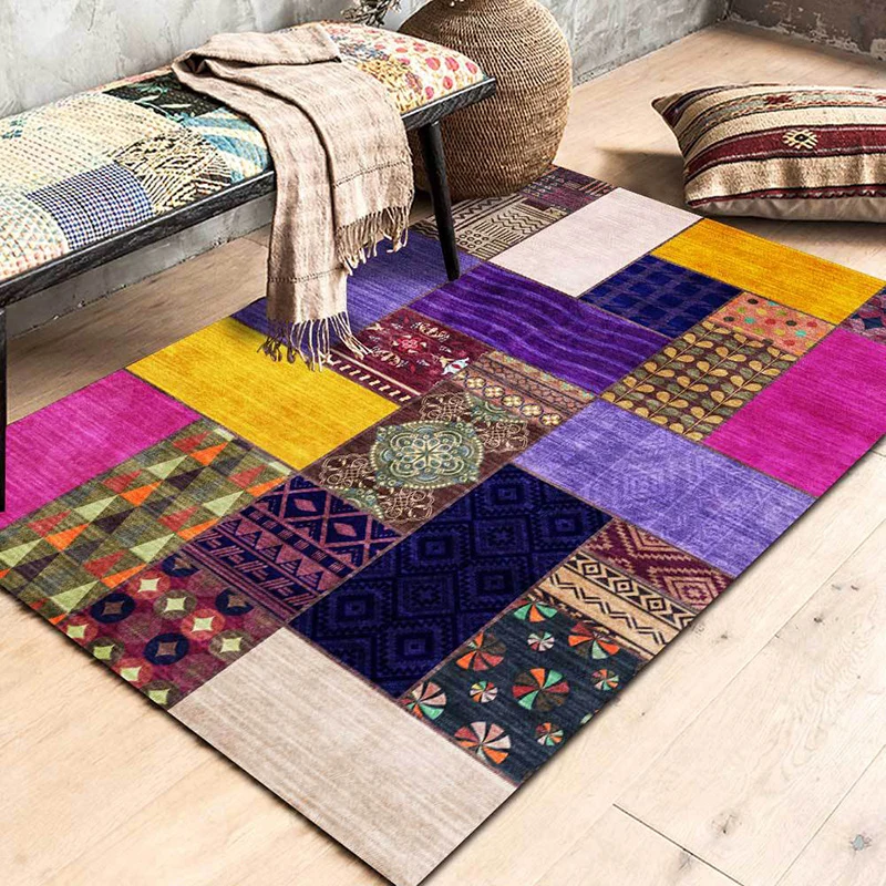 Regelboog Vintage Rug Polyester Southwestern Pattern Rug Washable Non-Slip Backing Area Rug Living Room voor Binnendeuren...