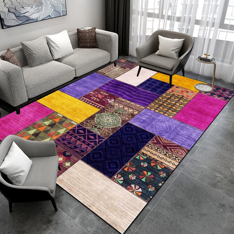 Regelboog Vintage Rug Polyester Southwestern Pattern Rug Washable Non-Slip Backing Area Rug Living Room voor Binnendeuren...