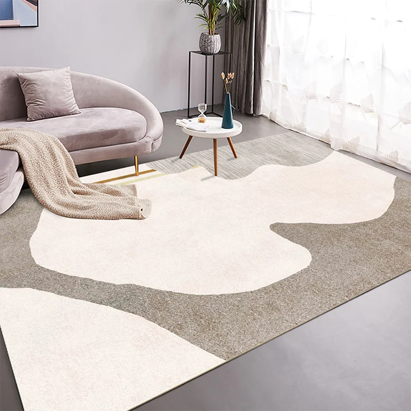 Relaxing Color Block Rug Multi Colored Cotton Blend Indoor Rug Simpel Care Machine Washable Carpet Living Room Gray