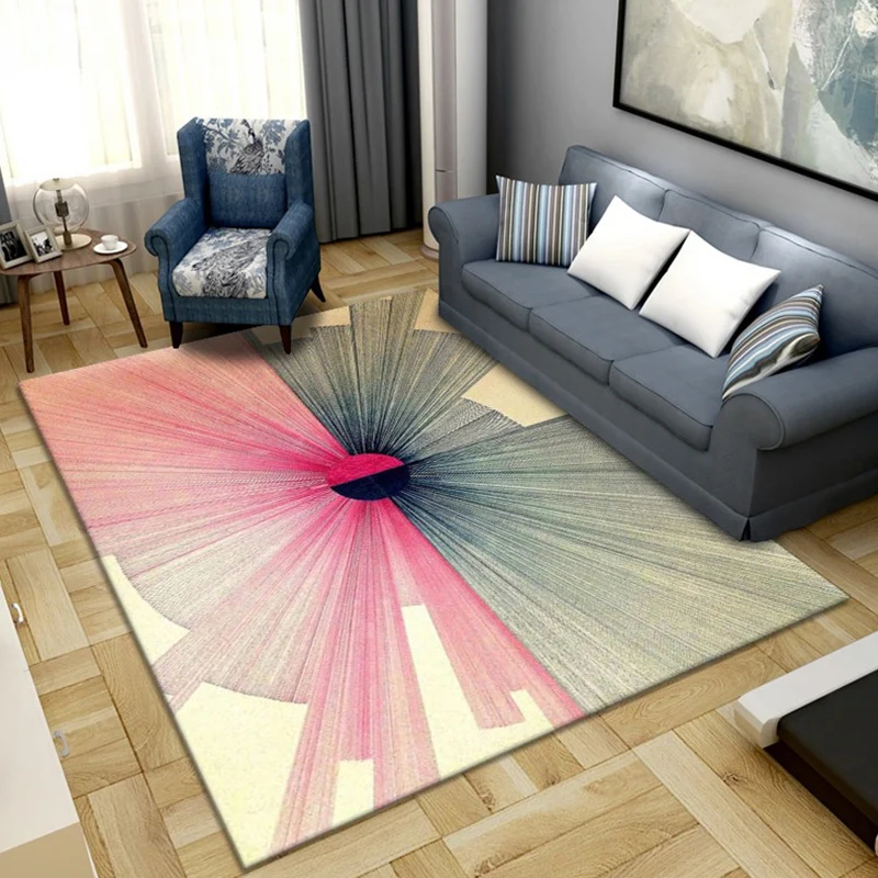 Scandinavian Abstract Pattern Rug Multi Color Polyster Area Carpet Anti-Slip Backing Simpel Care Rug Parlor Dark