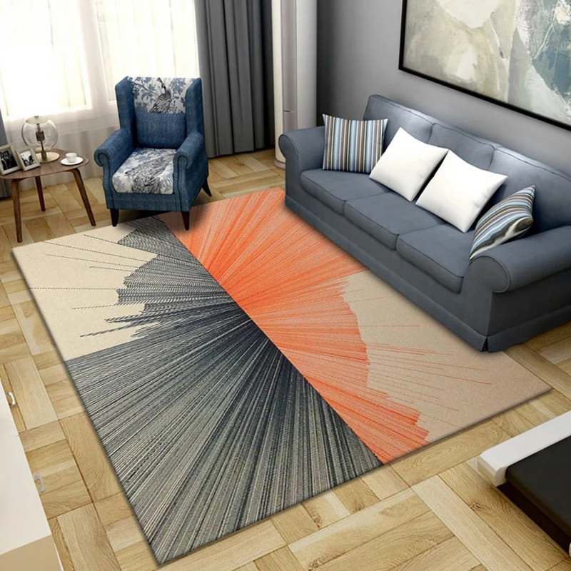 Scandinavian Abstract Pattern Rug Multi Color Polyster Area Carpet Anti-Slip Backing Simpel Care Rug Parlor Dark