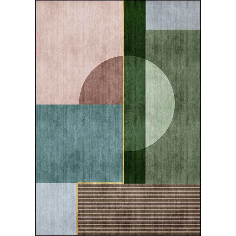 Simple Colorblock Rug Bonte Nordic Rug Polyester Washable Anti-Slip Backing Area Rug Living Room Green