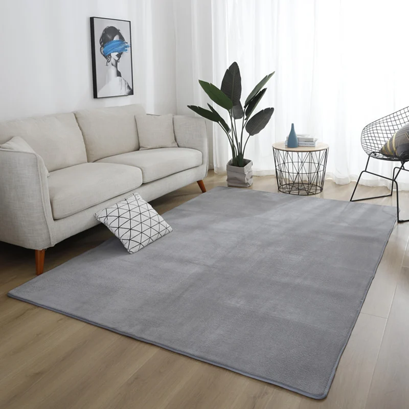 Simple Living Room Rug Multi-Color Solid Color Carpet Katoenen Anti-Slip Backing Easy Care Indoor Rug Set van 2 Purple