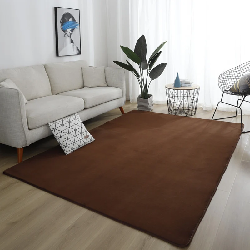 Simple Living Room Rug Multi-Color Solid Color Carpet Katoenen Anti-Slip Backing Easy Care Indoor Rug Set van 2 Purple