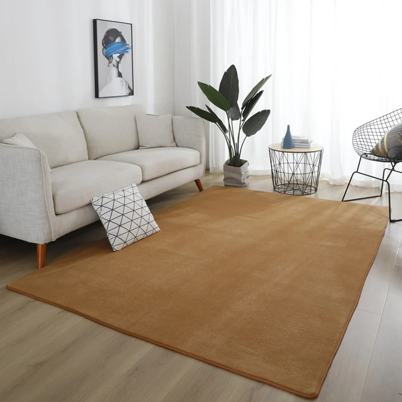 Simple Living Room Rug Multi-Color Solid Color Carpet Katoenen Anti-Slip Backing Easy Care Indoor Rug Set van 2 Purple