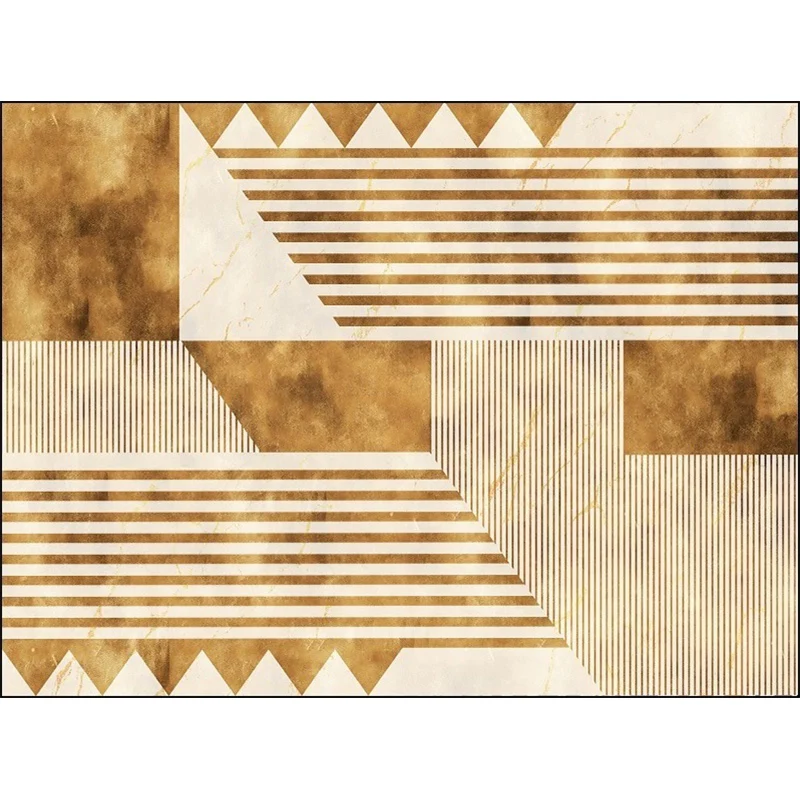Stylish Striped Geometric Pattern Rug Golden Casual Rug Polyestertextiel Washable Anti-Slip Backing Area Rug Living Room G...