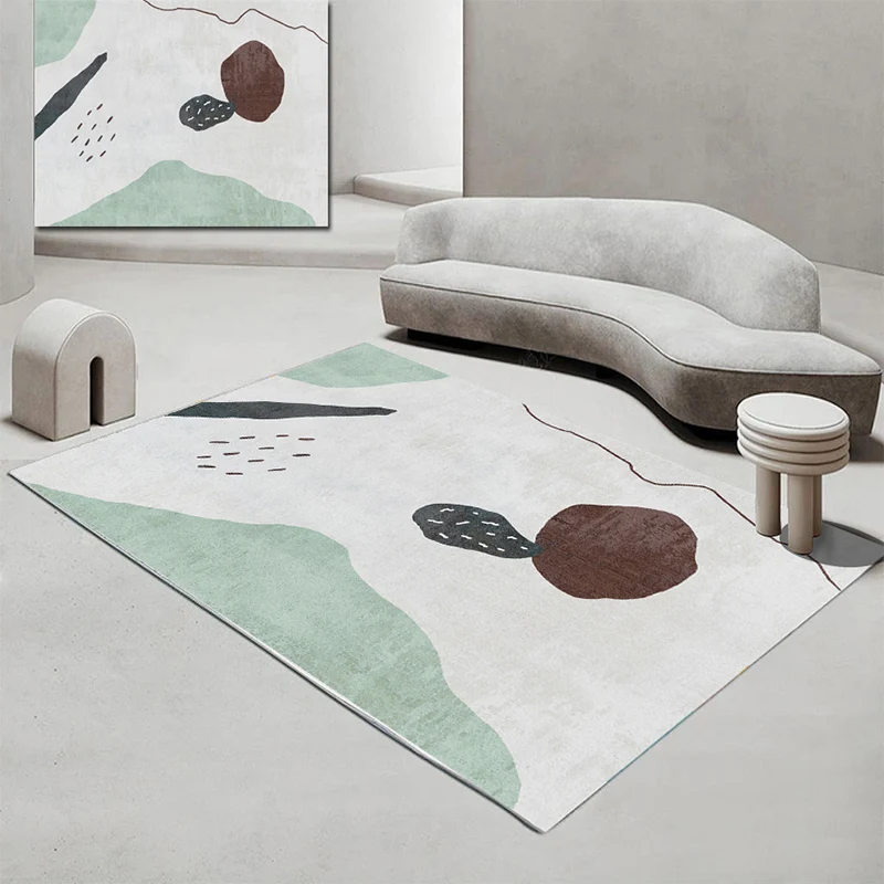 Weelderig Abstract Printed Rug Multicolor Polyster Area Rug Non-Slip Backing Easy Care Carpet Room White