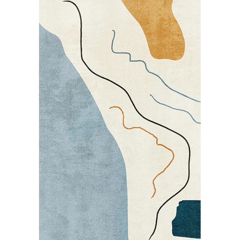 Weelderig Abstract Printed Rug Multicolor Polyster Area Rug Non-Slip Backing Easy Care Carpet Room White