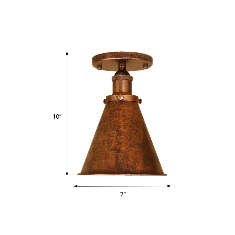 Wolmix Vloerkleed 1 licht metallic semi-inbouw zwak vintage stijl roest/koper taps toelopend semi-inbouw lichtarmatuur voo...