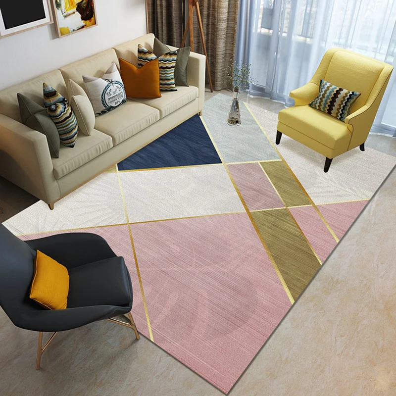 Wolmix Vloerkleed Modern 3D Geometric Print Rug Multi Colored Polyesterstof Rug Stain Resistant Anti-Slip Backing Pet Frie...