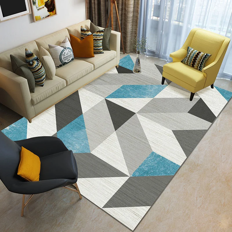 Wolmix Vloerkleed Modern 3D Geometric Print Rug Multi Colored Polyesterstof Rug Stain Resistant Anti-Slip Backing Pet Frie...