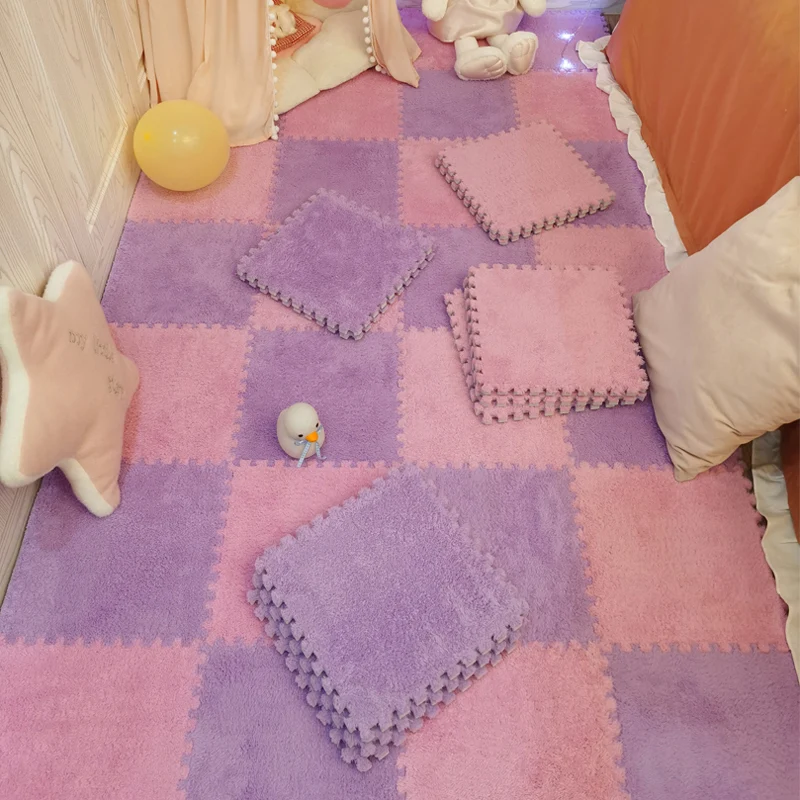 Actueel Carpet Floor Tile Interlocking Plush Cut Non-Skid Tiles and Carpet Coffee