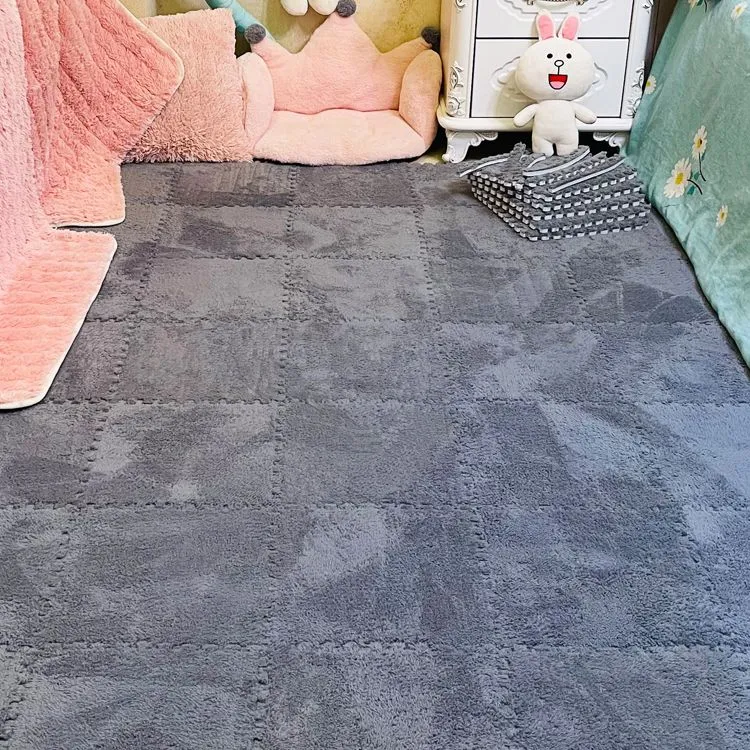 Actueel Carpet Floor Tile Interlocking Plush Cut Non-Skid Tiles and Carpet Coffee