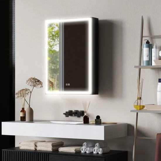 4goodz LED Spiegelkast Badkamer 50x70 cm Dimbaar Anti-condens Zwart