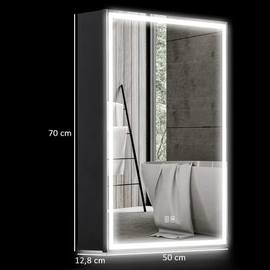 4goodz LED Spiegelkast Badkamer 50x70 cm Dimbaar Anti-condens Zwart