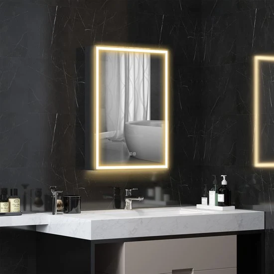 4goodz LED Spiegelkast Badkamer 50x70 cm Dimbaar Anti-condens Zwart