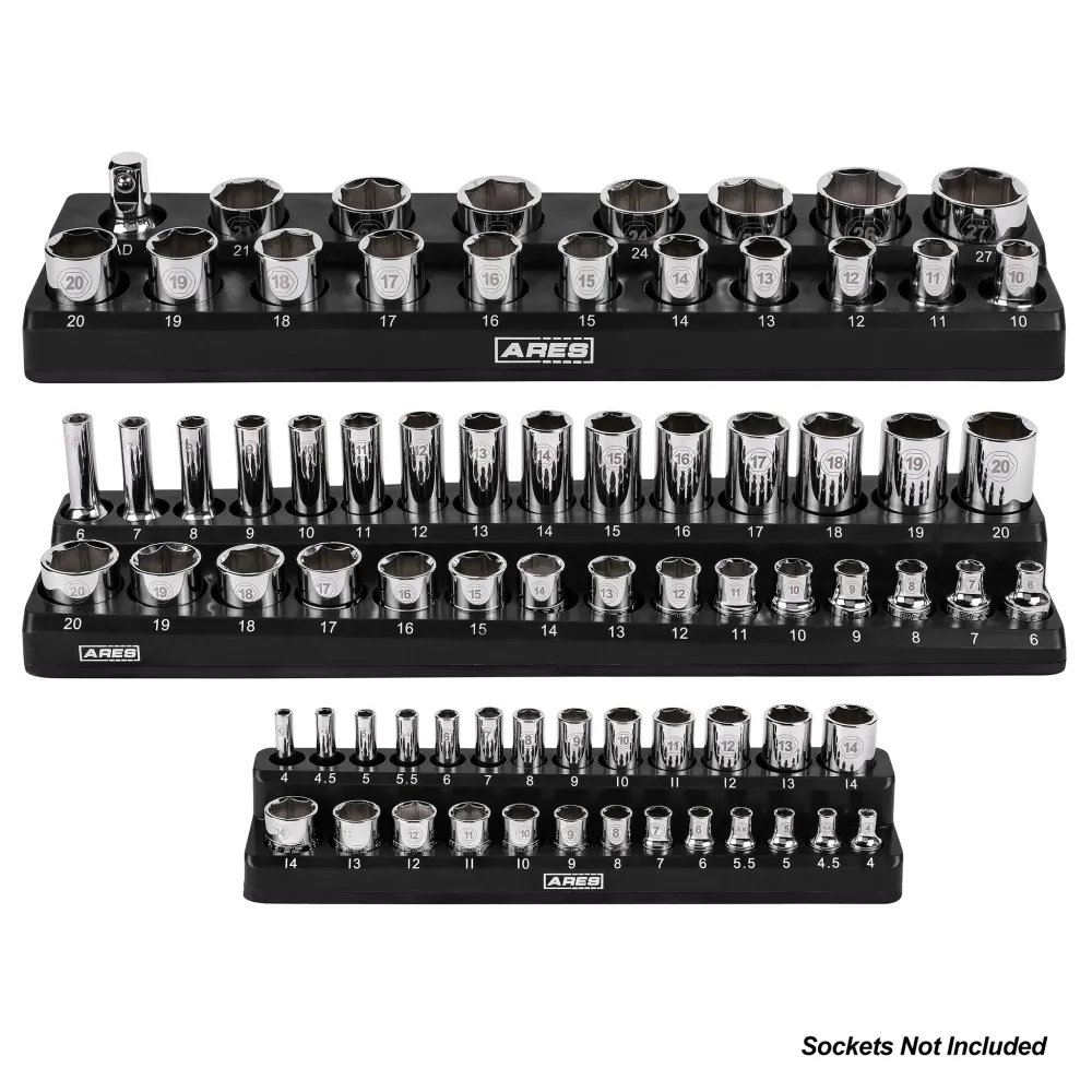 ARES 60034 - 3-Pack Koolzwart Metric Magnetic Socket Organizer Set