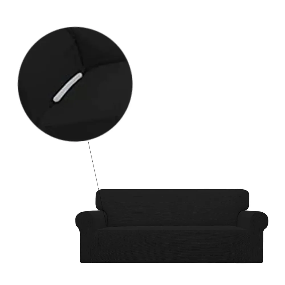 Bankhoes Stretch - Zwart - Geschikt voor een breedte van 145 - 185 cm - Bankbeschermer - 2 Zitsbank