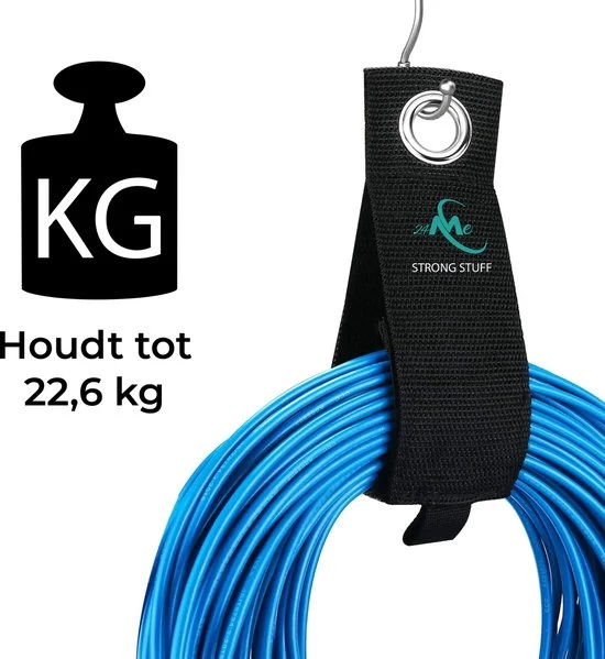 24ME® 4x Heavy Duty Storage Strap - M - Kabelbinders met Ring - Sterk Klittenband - Organizers - Slijtvast
