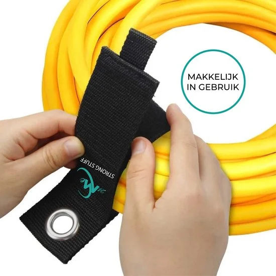 24ME® 4x Heavy Duty Storage Strap - M - Kabelbinders met Ring - Sterk Klittenband - Organizers - Slijtvast