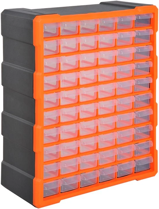 4goodz® Assortimentsdoos 60 sorteerbox schuifladen voor kleine onderdelen - Oranje